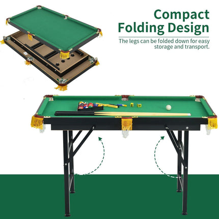 47" Folding Billiard Table, Pool Game Table Includes Cues - costzon