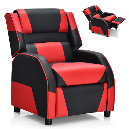 Costzon Kids Recliner, Gaming Recliner Chair, Ergonomic Leather Lounge Chair, Adjustable Racing Style Sofa for Children