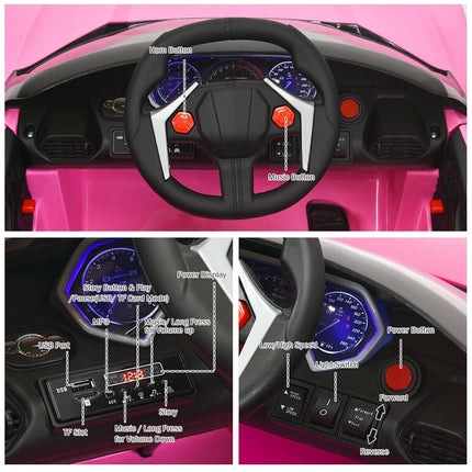 Costzon Pink Ride on Car, 12V Battery Powered Electric Vehicle w/ Manual & 2.4G Remote Control Modes - costzon