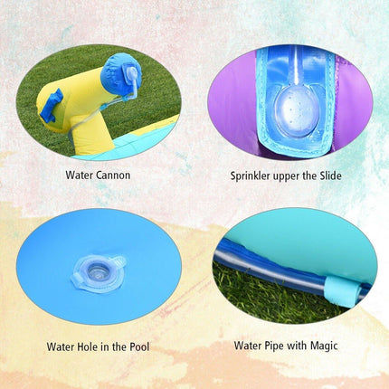 BOUNTECH Inflatable Water Park, Mighty Bounce House w/ Large Splash Pool, Climbing Wall - costzon