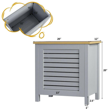 Costzon Wooden Toy Box Chest with Lid, Large Storage Cabinet with Louver Design for Storage (Grey) - costzon