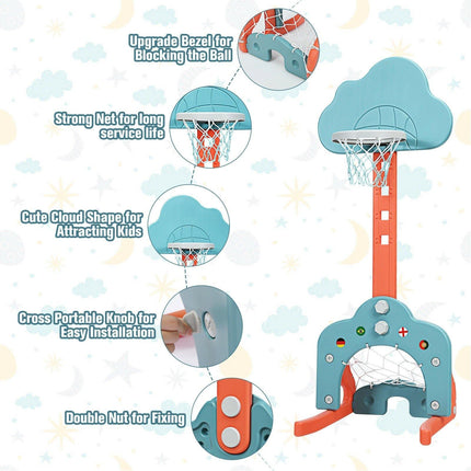 Costzon Kids Basketball Hoop, Toddler Sports Activity Center w/ 5 Adjustable Height Levels - costzon