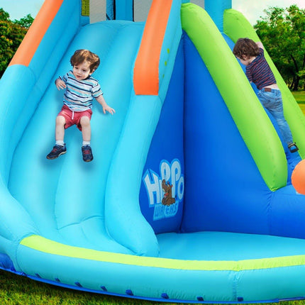 Inflatable Water Slide, Hippo Themed Bounce Hous - costzon