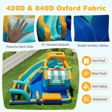 Inflatable Water Slide Bounce House Kids Jump Castle with Water Cannon
