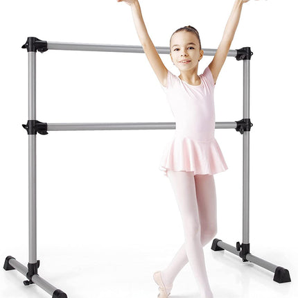 Costzon Portable Ballet Barre, 4FT Adjustable Double Freestanding Ballet Bar w/Anti-Skid Pad, Stable Base