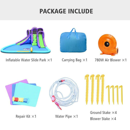 BOUNTECH Inflatable Water Park, Mighty Bounce House w/ Large Splash Pool, Climbing Wall - costzon