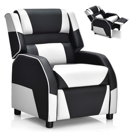 Costzon Kids Recliner, Gaming Recliner Chair, Ergonomic Leather Lounge Chair, Adjustable Racing Style Sofa for Children