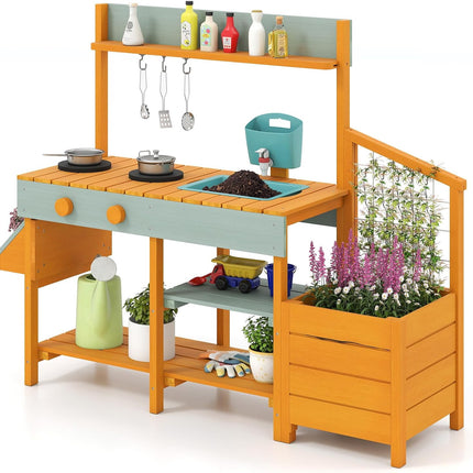 Costzon Play Kitchen for Kids Wooden Toy Playset w/Removable Faucet