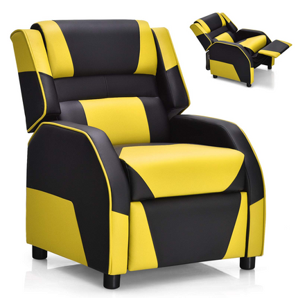 Costzon Kids Recliner, Gaming Recliner Chair, Ergonomic Leather Lounge Chair, Adjustable Racing Style Sofa for Children