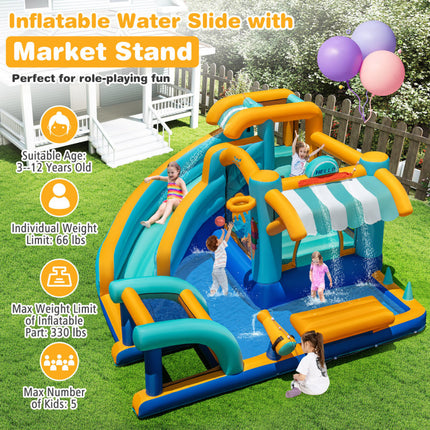 Inflatable Water Slide Bounce House Kids Jump Castle with Water Cannon