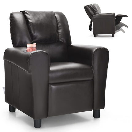 Costzon Kids Recliner Chair with Cup Holder, Toddler Room Furniture Children Armrest Sofa w/Headrest & Footrest for Girls Boys Baby Bedroom