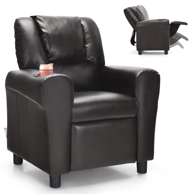 Costzon Kids Recliner Chair with Cup Holder, Toddler Room Furniture Children Armrest Sofa w/Headrest & Footrest for Girls Boys Baby Bedroom