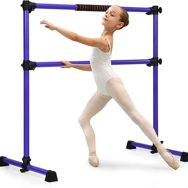 Costzon Ballet Bar, 4ft Freestanding Double Ballerina Bar with Adjustable Height, Heavy Duty Dancing Bar w/Foam Pads