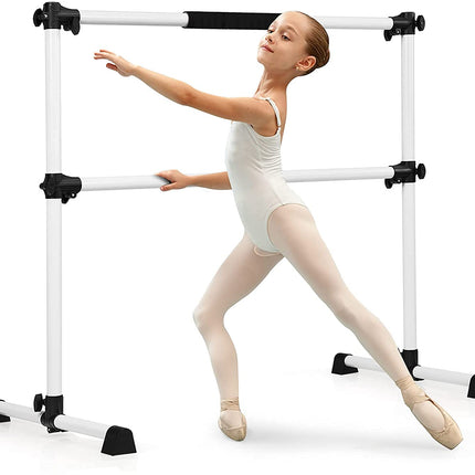 Costzon Ballet Bar, 4ft Freestanding Double Ballerina Bar with Adjustable Height, Heavy Duty Dancing Bar w/Foam Pads