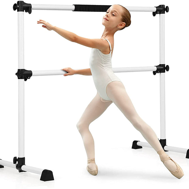Costzon Ballet Bar, 4ft Freestanding Double Ballerina Bar with Adjustable Height, Heavy Duty Dancing Bar w/Foam Pads