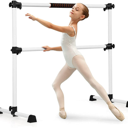Costzon Ballet Bar, 4ft Freestanding Double Ballerina Bar with Adjustable Height, Heavy Duty Dancing Bar w/Foam Pads