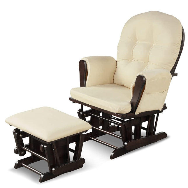  Glider and Ottoman Set, Wood Glider Rocker - Costzon