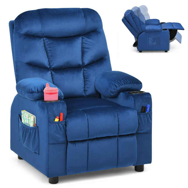 Kids Recliner Chair with Cup Holder - Costzon