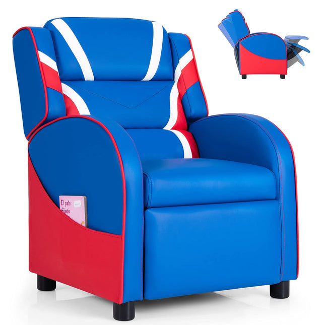 Costzon Kids Recliner, Gaming Recliner Chair, Ergonomic Leather Lounge Chair, Adjustable Recliner Sofa for Boys Girls