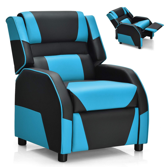 Costzon Kids Recliner, Gaming Recliner Chair, Ergonomic Leather Lounge Chair, Adjustable Racing Style Sofa for Children