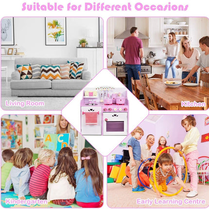 Costzon Kids Kitchen Playset,Toddler Gift Toy (24.4" Height, Pink) - costzon