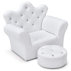 Costzon Kids Sofa, Children Upholstered Sofa with Ottoman, Princess Sofa with Diamond Decoration