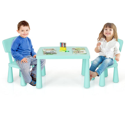 Costzon Kids Table and Chair Set, 3 Piece Plastic Children Activity Table, Toddler Table & Chair