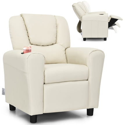 Costzon Kids Recliner Chair with Cup Holder, Toddler Room Furniture Children Armrest Sofa w/Headrest & Footrest for Girls Boys Baby Bedroom