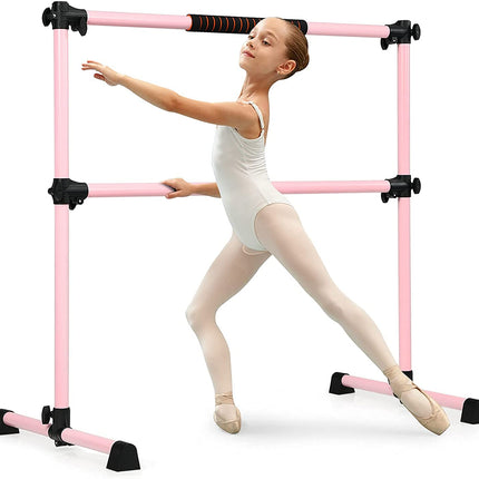 Costzon Ballet Bar, 4ft Freestanding Double Ballerina Bar with Adjustable Height, Heavy Duty Dancing Bar w/Foam Pads