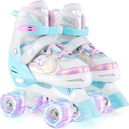 BABY JOY Roller Skates | 4 Sizes Adjustable Quad Skates for Girls Teens Adults