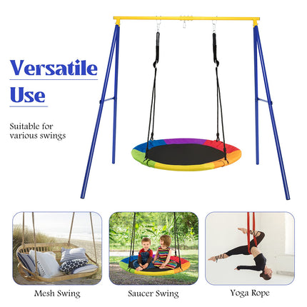 Costzon 550lbs Metal Swing Sets for Backyard, Heavy Duty Full Steel Swing Frame A-Frame Swing Stand