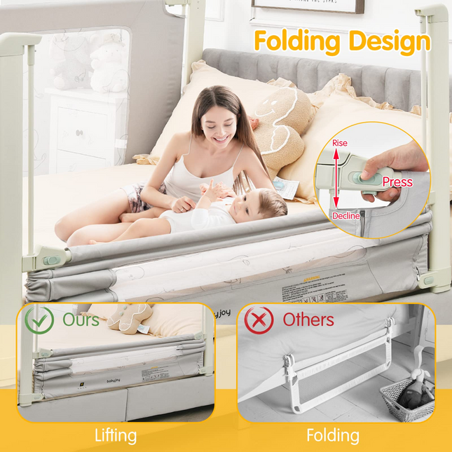 BABY JOY Bed Rails for Toddlers, Height Adjustable Kids Rail Guard