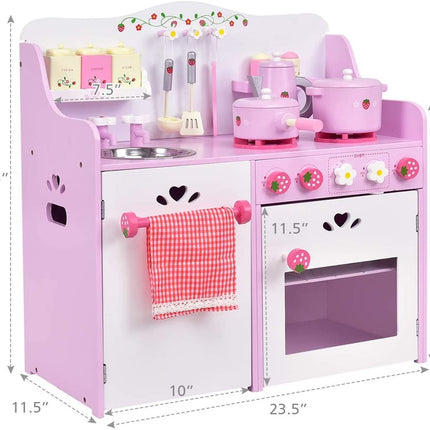 Costzon Kids Kitchen Playset,Toddler Gift Toy (24.4" Height, Pink) - costzon