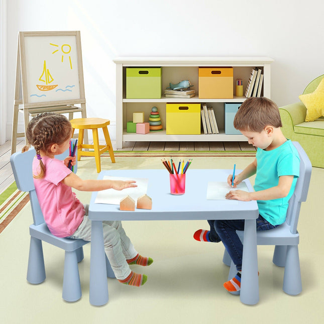 Costzon Kids Table and Chair Set, 3 Piece Plastic Children Activity Table, Toddler Table & Chair