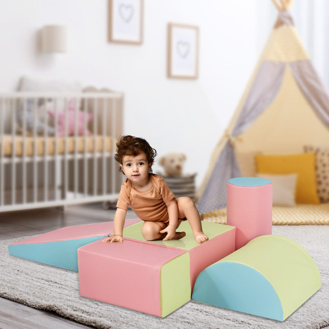 Costzon Crawl and Climb Foam Play Set, Colorful Fun Toddler Nugget, 5 Piece Lightweight Foam Shape for Climbing - costzon