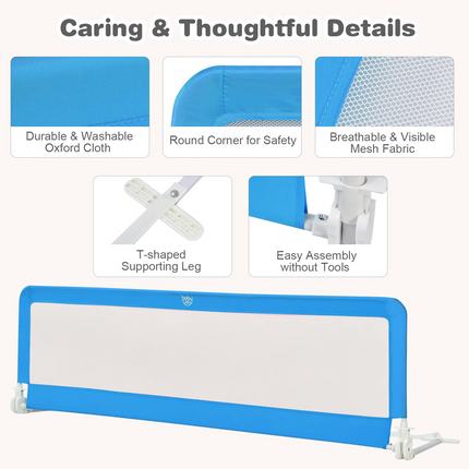 Costzon Bed Rails for Toddlers, 71'' Extra Long, Swing Down Bed Guard w/Safety Strap for Convertible Crib