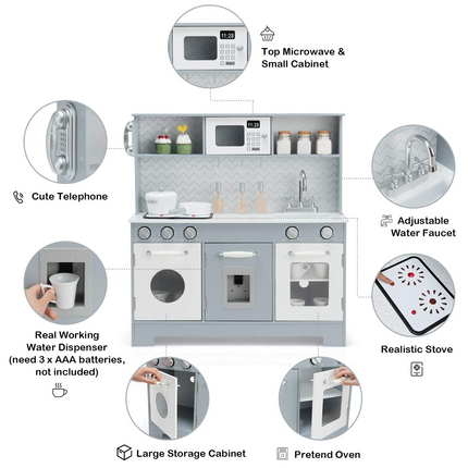 Wooden Pretend Cooking Playset - Costzon