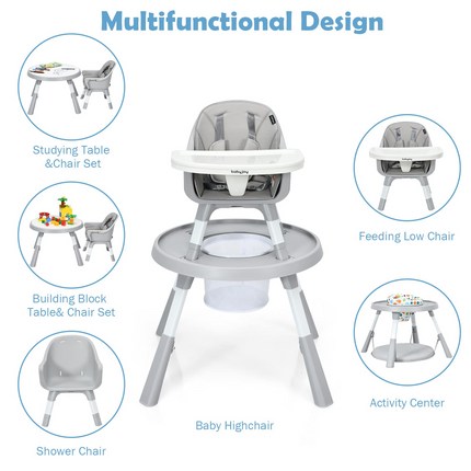 BABY JOY 6 in 1 Baby High Chair , Convertible Infant Feeding Chair w/ Removable Tray