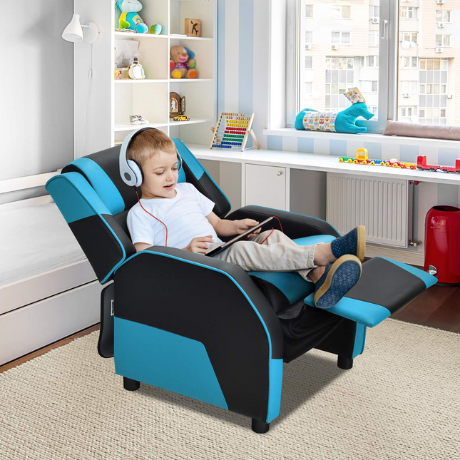 Costzon Kids Recliner, Gaming Recliner Chair, Ergonomic Leather Lounge Chair, Adjustable Racing Style Sofa for Children