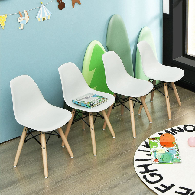 Costzon Kids Chair 4 Pcs, Toddler Chair in Mini DSW Size, Mid-Century Plastic Study Chair for Children
