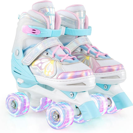 BABY JOY Roller Skates | 4 Sizes Adjustable Quad Skates for Girls Teens Adults