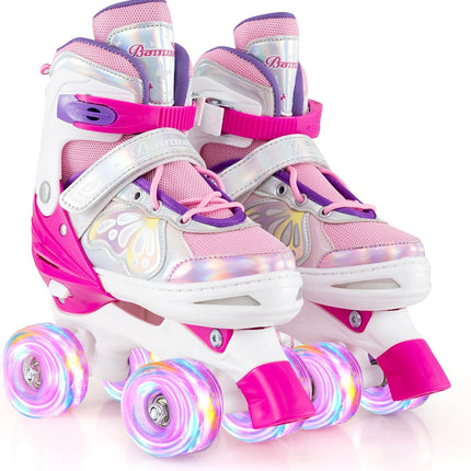 BABY JOY Roller Skates | 4 Sizes Adjustable Quad Skates for Girls Teens Adults