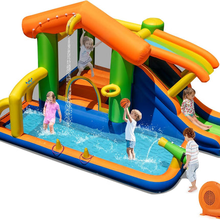 BOUNTECH Inflatable Water Slide 8-in-1 Playhouse Bouncy Castle Water Slide
