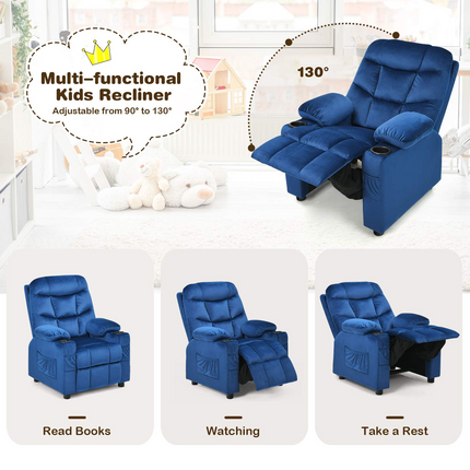 Kids Recliner Chair with Cup Holder - Costzon
