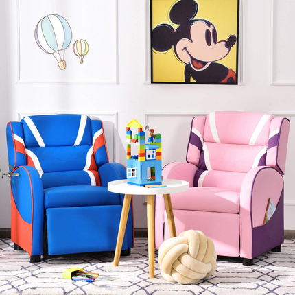Costzon Kids Recliner, Gaming Recliner Chair, Ergonomic Leather Lounge Chair, Adjustable Recliner Sofa for Boys Girls