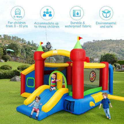 Costzon Inflatable Bounce House, 7-in-1 Jump and Slide Bouncer w/ Basketball Rim(Without Blower) - costzon
