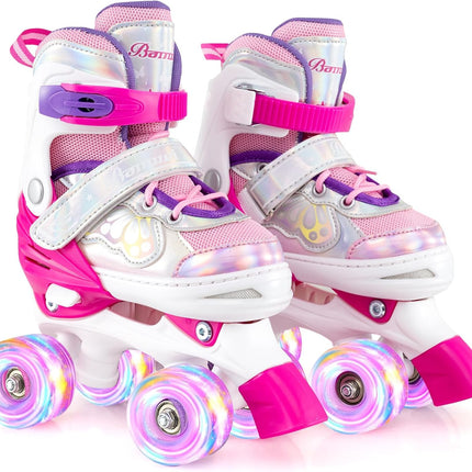 BABY JOY Roller Skates | 4 Sizes Adjustable Quad Skates for Girls Teens Adults
