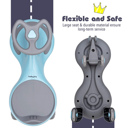 BABY JOY Wiggle Car for Kids, Swing Car with LED Flashing Wheels, Ride-on Toy for Boys Girls 3 Year Old and Up