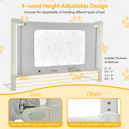 BABY JOY Bed Rails for Toddlers, Height Adjustable Kids Rail Guard