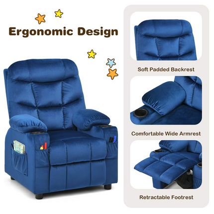 Kids Recliner Chair with Cup Holder - Costzon